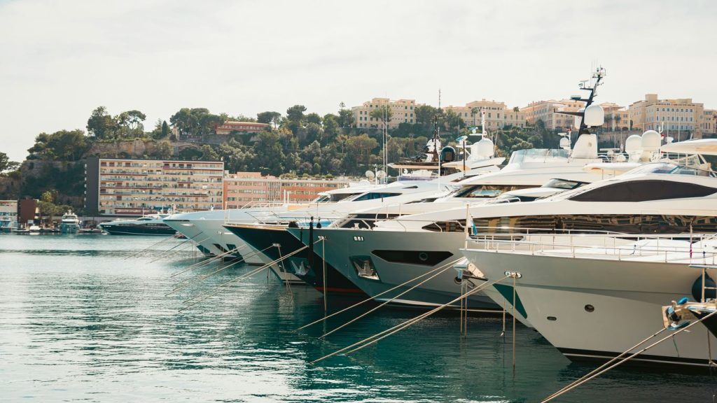 a bunch of boats are docked in the water