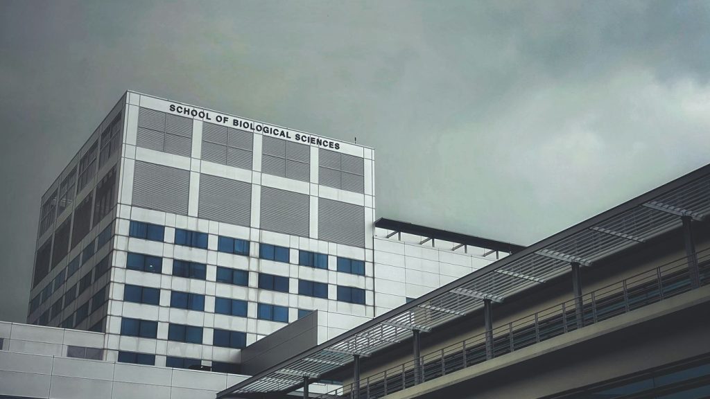 a building with a sign on it