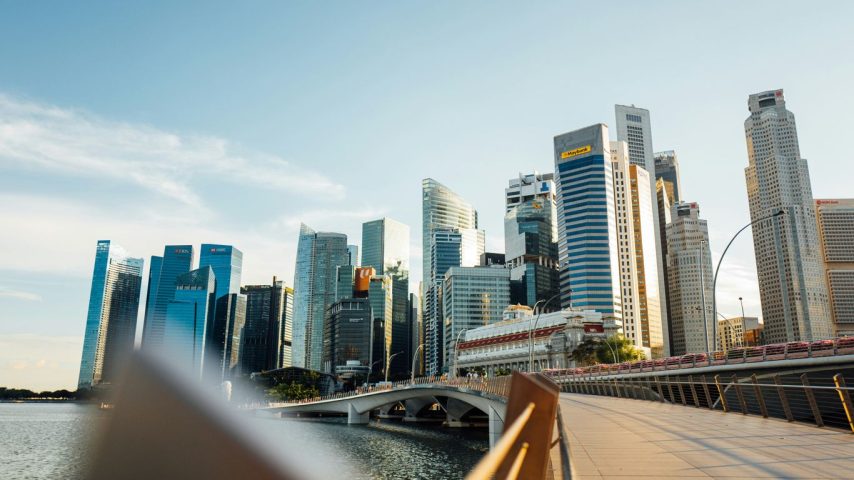 a view of a city from a bridge