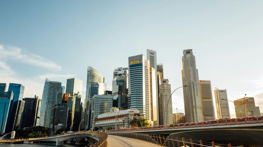 a view of a city from a bridge