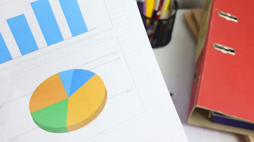 Bar and pie charts on a document